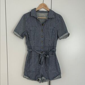 Urban Outfitters Blue and White Striped Romper